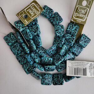 Turquoise Reconstituted Square Bead Strands, Jewelry Crafting Beads